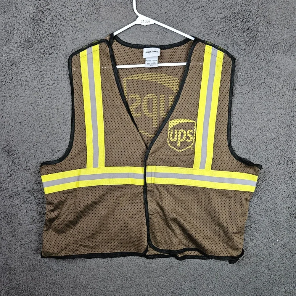 WearGuard UPS Seasonal Helper Safety Vest Brown Yellow Reflective Mesh M/L